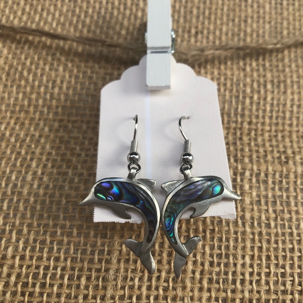 Dolphin Earrings with gemstone setting